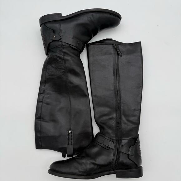 Tory Burch Colton Leather Equestrian Riding Knee High Zip Up Boots Black Size 8 - Picture 4 of 10